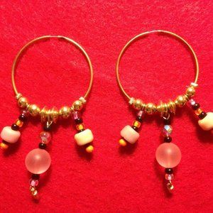Vintage Costume Pierced Earrings - Lot of 13 Pr Gold Tone, Quartz, Mother Pearl
